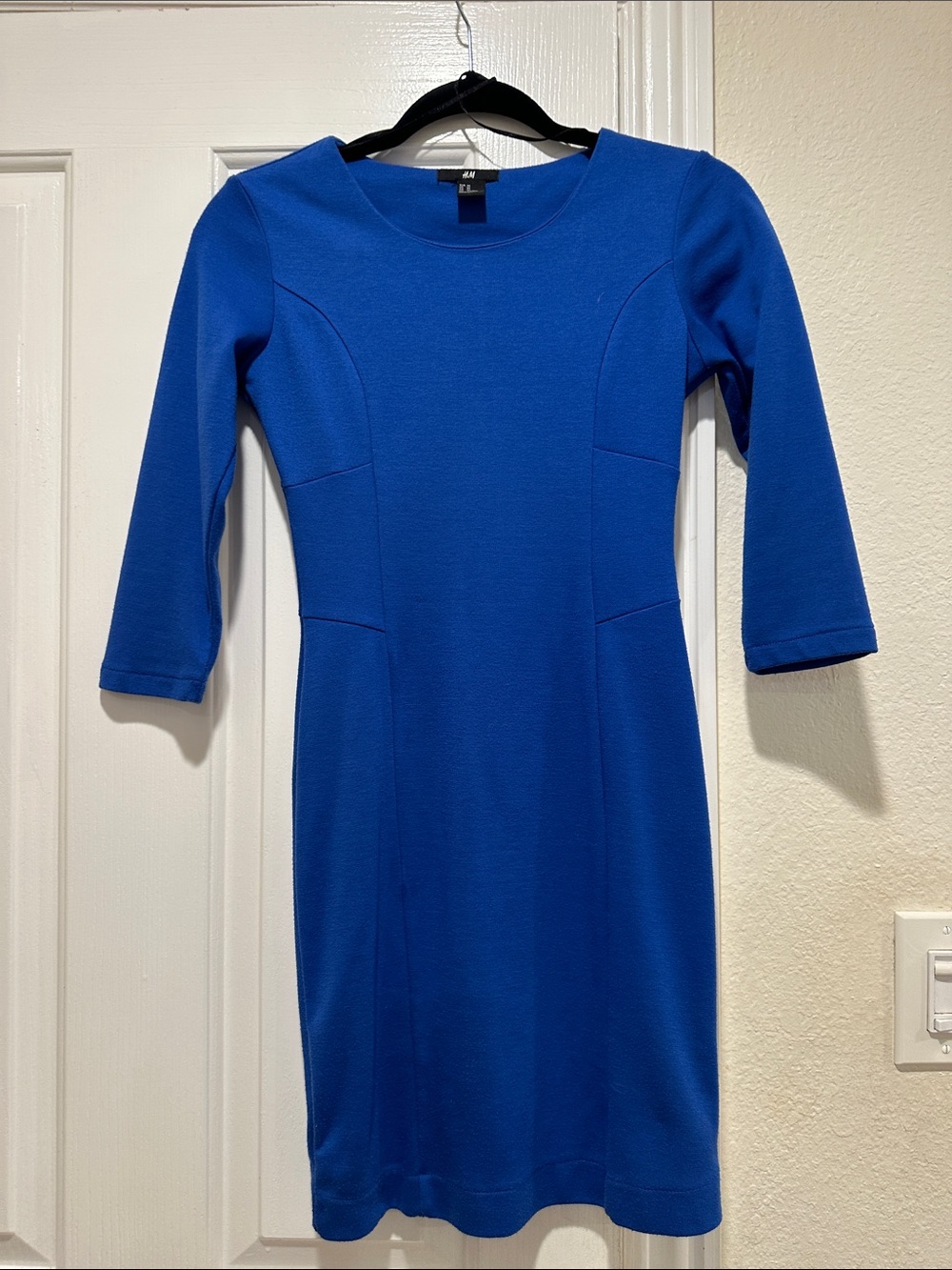 H&M Cobalt Blue Long Sleeve Ponte Sheath Dress